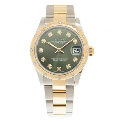 2021 Fashion Rolex Datejust Olive Green Dial Diamonds Set Roman Markers Yellow Gold & Oyster Steel 36MM Unisex Watch 126283RBR