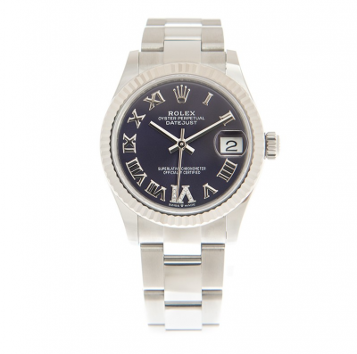 Replica Fashion Rolex Datejust 31MM 278274 Dark Purple Dial Diamonds Set Roman Index Stainless Steel Oyster Watch For Ladies