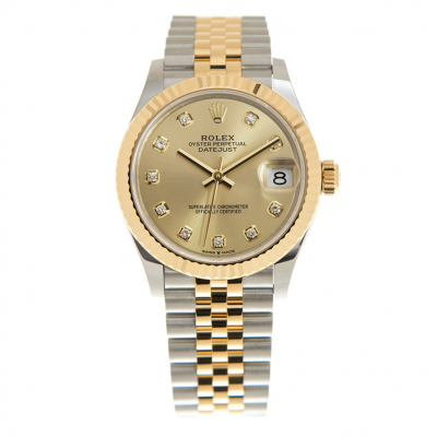 Women's Best Rolex Datejust 31 Yellow Gold Dial & Fluted Bezel Two-tone Jubilee Bracelet Automatic Diamonds Watch 278273