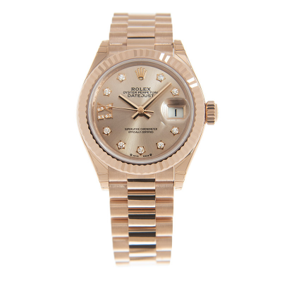 Low Price Rolex Datejust 28MM Diamonds Set Roman & Star Markers Fluted Bezel Female All Rose Gold Automatic Watch 279175