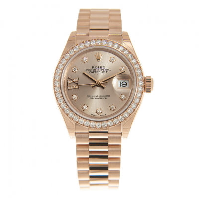 2021 Popular Rolex Datejust Star Set Diamonds Markers President Bracelet Female Rose Gold 28MM Fake Automatic Watch 279135RBR