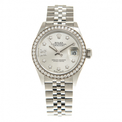 Hot Selling Rolex Datejust 28 Star Motif Diamonds Markers & Bezel Women All Stainless Steel Jubilee Watch 279384RBR