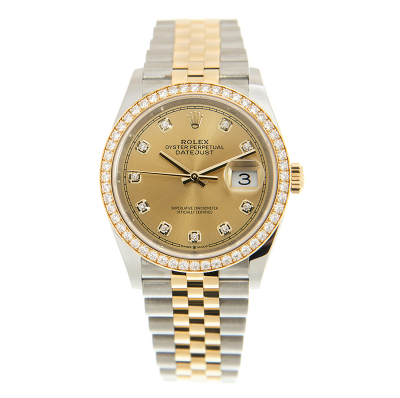 High Quality Rolex Datejust 36 Yellow Gold Dial Two-tone Jubilee Bracelet Unisex Diamonds Watch 126283RBR