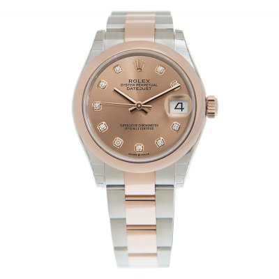 Best Price Rolex Datejust 31MM Rose Gold Dial & Domed Bezel Women Two-tone Oyster Bracelet Diamonds Watch