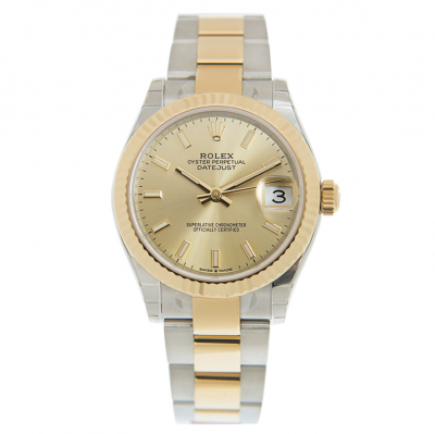 Celebrity Rolex Datejust 31 Luminous Baton Markers Fluted Bezel Female Two-tone Oyster Automatic Yellow Gold Watch 278273
