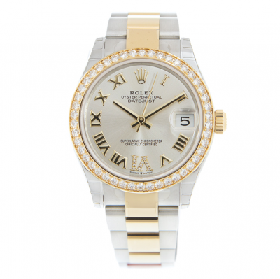 Hot Selling Rolex Datejust 31 Silver Dial Diamonds Bezel Female Roman Index Two-tone Watch Replica 278383RBR