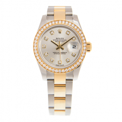 Best Rolex Datejust 26MM Automatic Diamonds Markers / Bezel Women Yellow Gold & Steel Oyster Watch